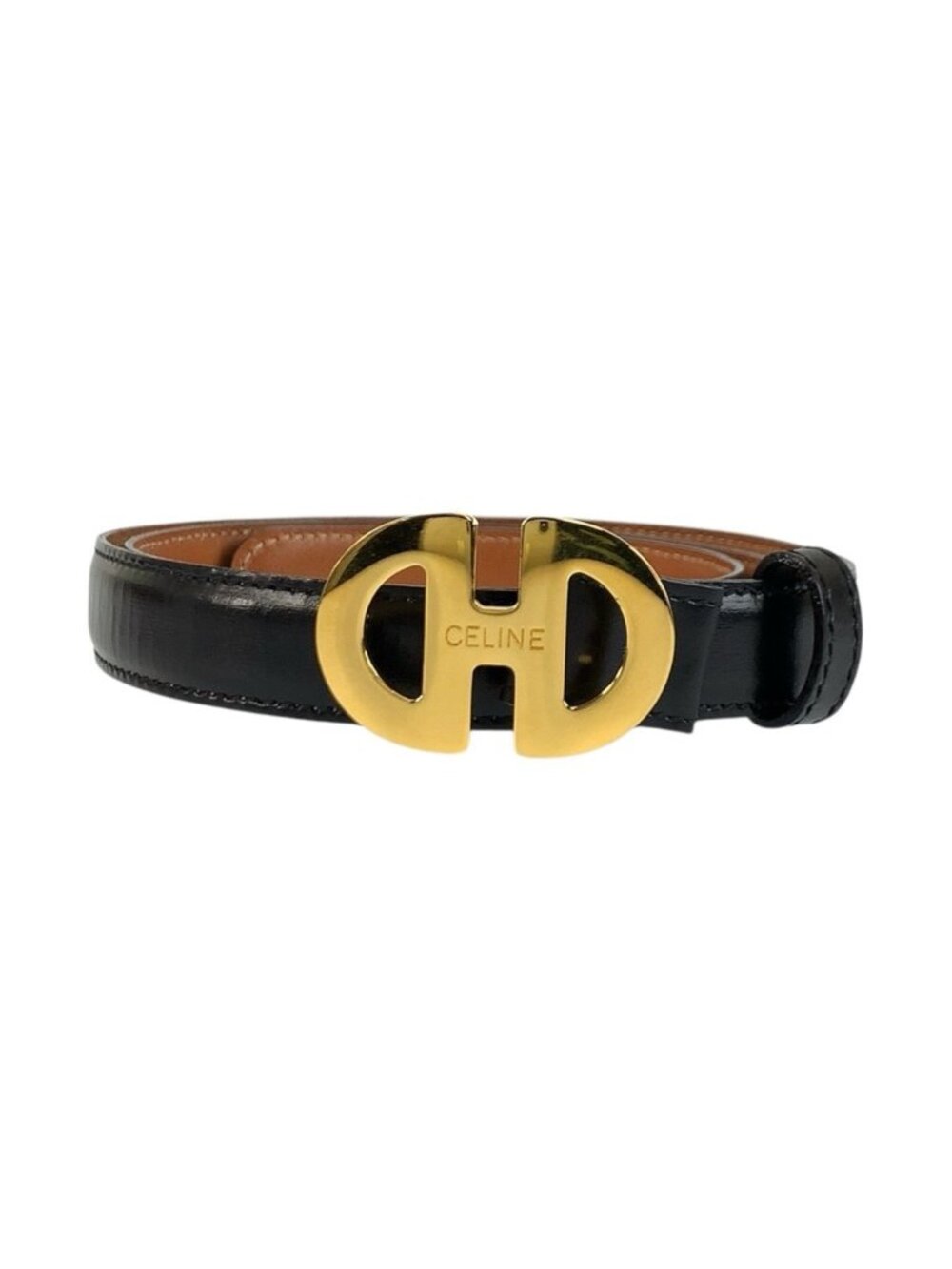 Celine Vintage 80 Black Gold Leather Belt